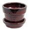 Glazed Ceramic Pot/Saucer - Tropical Red - 4 3/8" x 4" - #11930